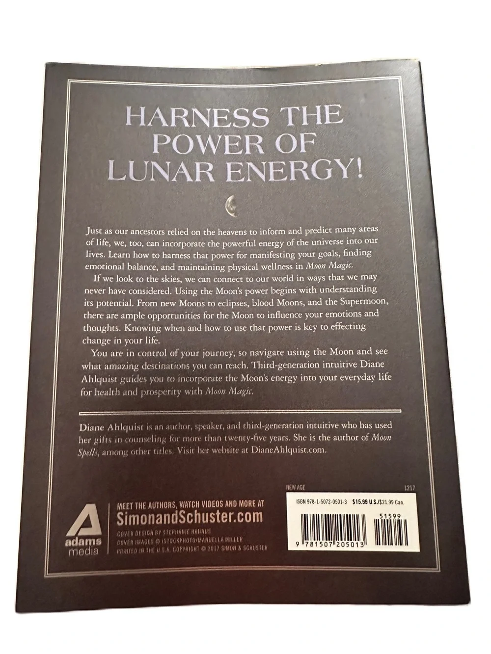 Moon Magic Book by Diane Ahlquist - Black Cover with Silver & Lavender Text